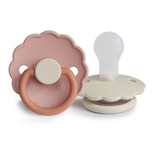 FRIGG Daisy - Round Silicone 2-Pack Pacifiers - Biscuit/Cream - Size 1